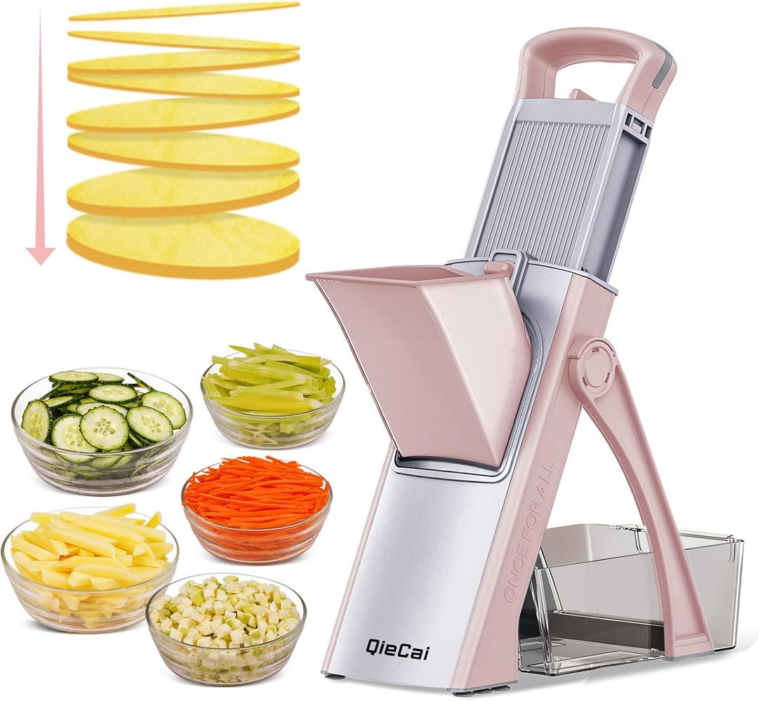 Mandoline Slicer for KitchenBigger Entrance Vegetable Potato Slicer ChopperStrips Julienne Dicer Adjustable Thickness for Kitench Fast Meal Prep-Pink