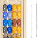 SWTYMIKI Over Door Hat Organizer - 2 Packs Metal Wall Mounted Hat Rack with 5-Tier Dual Hooks Design, Hanging Baseball Cap Organizer Storage Holds up to 40 Caps for Door, Bedroom, Closet(White)