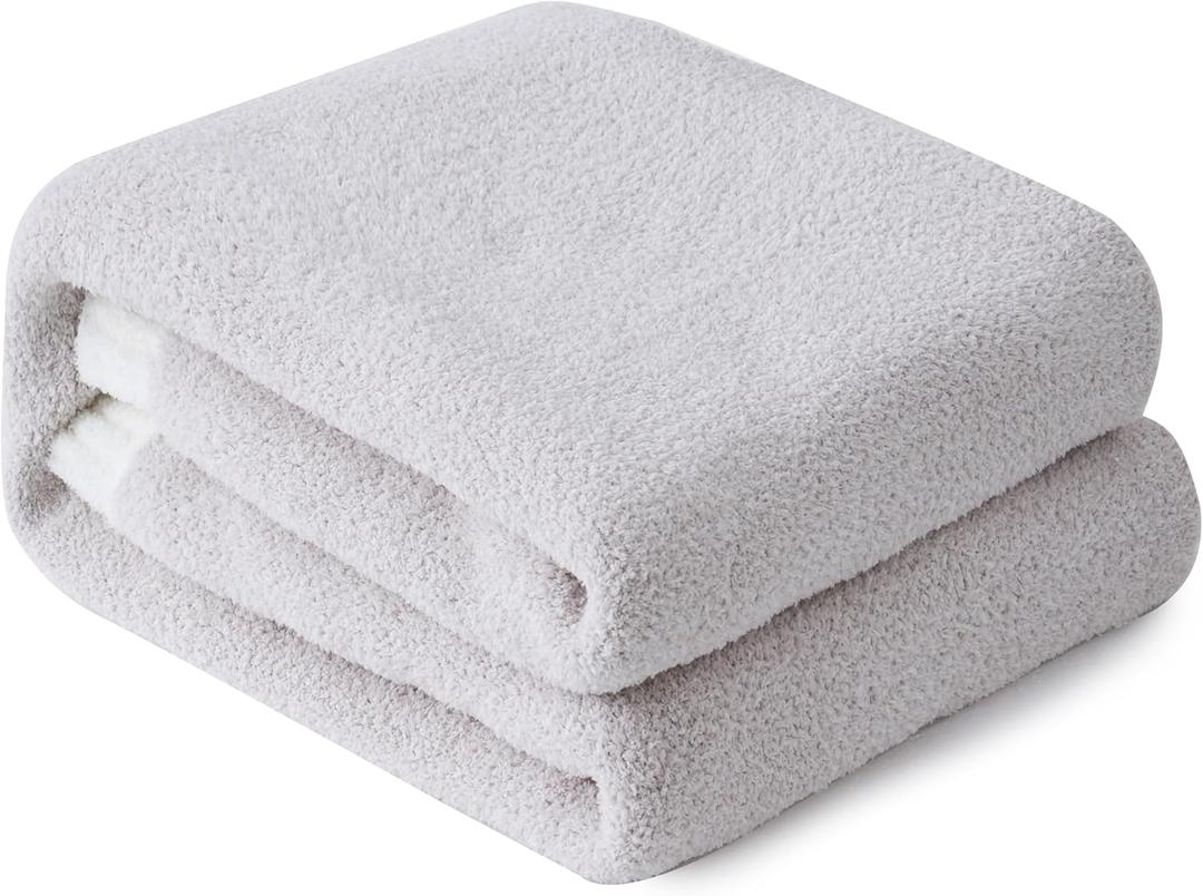 YIRUIO Ultra Soft Throw Blanket 50x60 inches Reversible Beige Microfiber Fluffy Fuzzy Super Cozy Knit Throws for Bed Couch Women Mothers Birthday Gifts Sofa Bedroom