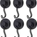 Magnetic Hooks 100LB Cruise Refrigerator Heavy Duty Neodymium Rare Earth Magnetic Hangers, Rubber Scratch-Resistant Base, Ideal for Indoor/Outdoor Hanging(Black 6Pack)