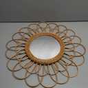 OYPEIP 22" Large Rattan Innovative Art Decoration Round Makeup Mirror Dressing Bedroom Bathroom Wall Hanging Mirrors Craft Photo Props,Glass Decor