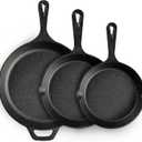 EWFEN Cast Iron Skillet 3-Piece Set, Heavy-Duty Professional Restaurant Chef Quality Pre-Seasoned Pan Cookware Set, 6", 8", 10" Pans For Frying, Saute, Cooking, Use Indoor/Outdoor, Oven, Grill