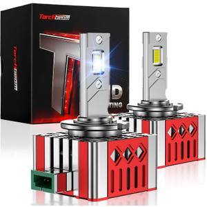 Torchbeam Bombillas LED D3S D3R, 28000 lmenes, 8000 K, azul hielo, 600% de brillo, repuesto HID de xenn 66340 42403 42302 (42403C1), bombillas antiniebla Plug and Play, paquete de 2