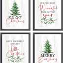 AEHIE Its The Most Wonderful Time of The Year Christmas Wall Art,Pine Tree Pictures Poster Prints for Office Farmhouse Bathroom Decor,Merry Christmas Themed Decor Wall Art Unframed 4pcs (12x16 in)