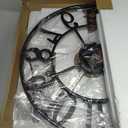 LEIKE Large Wall Clock, 16" Silent Non-Ticking, Battery Operated, Oversized, Decorative Retro Black Metal Clock for Living Room,Farmhouse, Dinner Room,Indoor, Outdoor Decor(40cm, Black Arabic Number)