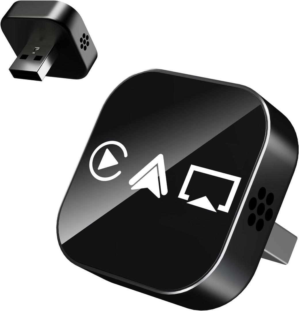 3 in 1 Screen Mirroring Wireless CarPlay Adapte, 2026 Upgraded Wired to Wireless for Apple CarPlay & Android Auto & AirPlay, Mini USB Design Car Play Adapter with Type-C Extension, Plug and Play