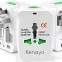Kenayo Worldwide Universal Power Adapter, All-in-One International Travel Plug Converter for USA, EU, UK, France, Italy, Australia, India - Portable Wall Charger Plug