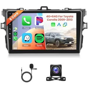 [4G+64G] Android Car Stereo for Toyota Corolla 2009-2013 Radio with Wireless Carplay Android Auto Radio, Hodozzy 9 inch Touch Screen with GPS, Mirror Link, Bluetooth, WiFi, DSP, FM/RDS Radio
