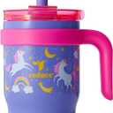 REDUCE 14 Oz Coldee Kids Tumbler with Lid and Straw - Coldee Insulated Travel Mug - Spill-Proof, Sweatproof Stainless Steel, BPA-Free - Includes Handle, Reusable Silicone Straw - Unicorn Magic