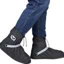 Waterproof Rain Boot Shoe Covers for Men Women with Reflector, Black Non-slip Reusable Boot Covers with Side Zipper, Foldable Anti-Snow Shoe Covers Rainproof Overshoes Over Shoes Galoshes (X-Large, Short-Style)