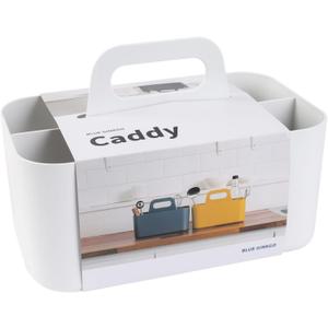 BLUE GINKGO Stackable Organizer Caddy Korean-Made Portable Tote for Bathroom, Office, Crafts, or School Supplies (Rectangle, White)