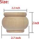 2 Inch Wooden Furniture Legs, Solid Wood Unpainted Replacement Furniture Legs, Cabinet Legs/Desk/Sofa/Bookcase Bun Feet, DIY Wooden Round Legs with Mounting Plate & Screws Set of 4 (2 Inch)