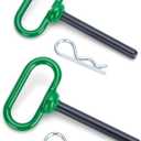 1/2 inch Trailer Hitch Pin and Clip, 1/2 x 3-5/8 Inch Tow Hitch Pin Rubber Coated Green Handle Pin for Tractors, Towing, Lawn Mower, Golf Cart and ATV, Heavy Duty Gate Pin Accessories One-Handed