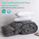 Three Geese Pinch Pleat Waterfowl Feathers and Down Comforter Queen Size Duvet Insert, 1200TC 100% Cotton Fabric, Premium All Seasons Grey Hotel Warm Comforter with 8 Tabs.