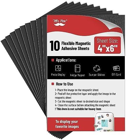 Mr. Pen- Adhesive Magnetic Sheets, 4" x 6", 40 Pack, with Adhesive Backing, Flexible Picture Magnets, Cuttable Magnetic Sheets