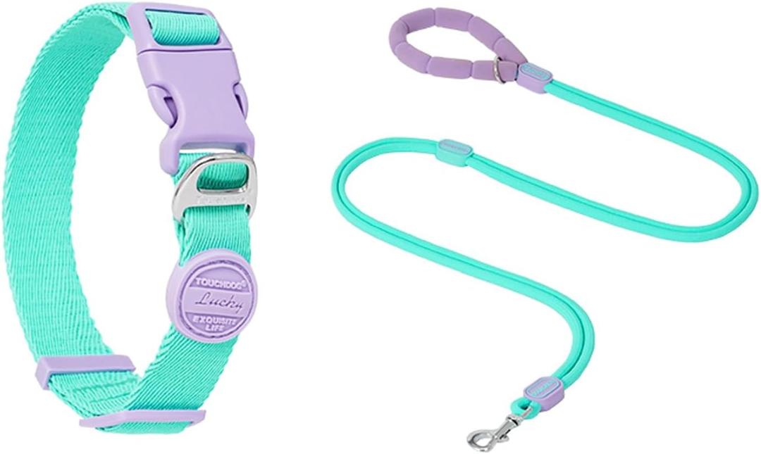 TOUCHDOG Gentle Dog Collar for Small Dogs & Puppies 5-40lbs - Adjustable Lightweight Nylon, Silk-Soft Lined, Fade-Resistant, Quick-Release Buckle (S/M Size) (Without Rope Blue, Small)