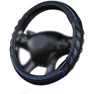 Flying Banner car Steering Wheel Cover Faux Leather Massage Universal fit 3D Honeycomb Hole Anti-Slip Sporty 15 Inches (Blue Black)