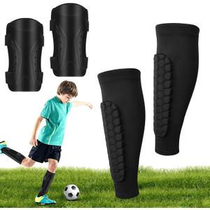 4 PCS Toddler Soccer Shin Guards, Soccer Shin Guards Shin Pads, Calf Compression Sleeve with Honeycomb Pads for Kids Youth Adult for Football Taekwondo Baseball Protective Gear (Medium)