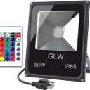 RGB LED Flood Lights,50W Outdoor Super Bright Spotlight,High Power 16 Colors Remote Control Floodlight,4 Modes with US 3-Plug,IP65 Waterproof Spotlight for Stage,Yard