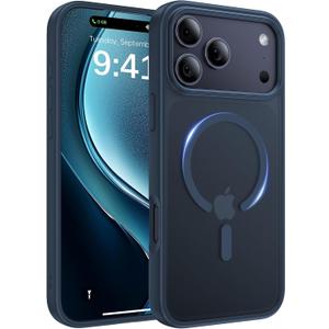Magnetic for iPhone 17 Pro Case, [Anti-Slip] [Military-Grade Drop Protection] [Camera Protection] Skin-Friendly Slim Matte Shockproof Protective for iPhone 17 Pro Phone Case, Midnight Blue