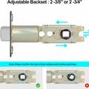 1 Pack Matte Black Door Latch Replacement, 45°Turning Angle Door Lock Replacement Parts, 2-3/8'' or 2-3/4'' Adjustable Backset Deadlatch, Stainless Steel Round Corner Lock Parts