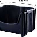 Mighty Tuff Jumbo Stackable Storage Bins, Pack of 3, Easy-Access Storage, Large Easy-to-Grip Handles, Wide Front Opening, Interlocking, Stack Vertically, Black