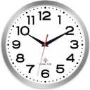 Atomic Wall Clock 14 Inch, Modern Clock Battery Operated Classic Analog Decorative for Kitchen, Living Room, Office, Bedroom, Bathroom (Silver)