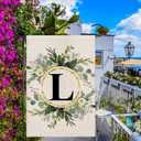 2 x LUTER Monogram Letter L Garden Flag, 12x18 Inch Floral Garden Flag Garden Letter Flags Burlap Flag Family Last Name for Outside, Yard, Patios, Lawns, Gardens