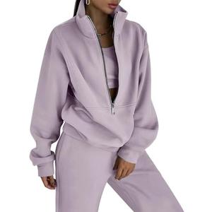 COZYPOIN Women's Sweatsuit Sets 2 Piece Fleece Outfit Half Zip Sweatshirt and Joggers Pants Tracksuit, Size: L