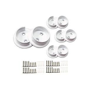 QCAA Heavy Duty Solid Metal Closet Rod Socket Set, 1-3/8'', Matte White, 3 Pair, Made In Taiwan