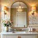 ANDY STAR Hand-Forged Gold Arched Bathroom Mirror for Wall, 24x36 Inch Vintage Solid Steel Metal Frame Bathroom Vanity Mirror, Antique Arch Wall Mirror, Hangs Vertically