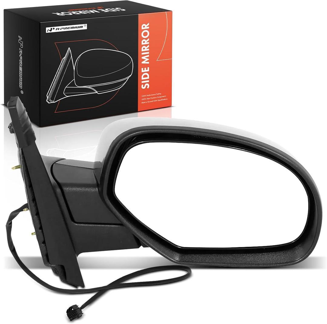 A-Premium Passenger Side Power Door Mirror - Compatible with Chevrolet Tahoe Suburban 1500 2007-2014, Suburban 2500 2007-2013 & GMC Yukon 2007-2014, Yukon XL 1500 2500 - Heated Manual Folding Chrome
