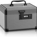 Lockbako Medicine Lock Box with Code, Medication Lock Box with Removable Tray, Portable First Aid Box for Home, 10 * 6.9 * 6.9 Inch (Black)