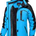 TACVASEN Women's Winter Jacket Waterproof Ski Jacket Snow Coat Warm Fleece Rain Jacket with Hood Windbreaker (X-Large, Blue Black)