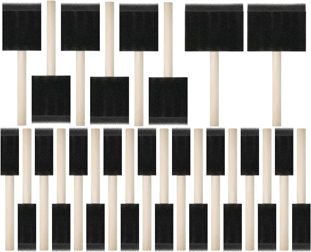 Bates- Foam Paint Brushes, 1", 2" & 3", 26 Pack, Multi-Surface, Including Sponge Brushes for Painting & Staining (Black)