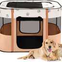 Avont Portable Dog Cat Playpen, Foldable Pop Up Pet Play Pen Travel Crate with Floor and Mesh Door Top for Indoor Outdoor Collapsible Tent Cage -M, Orange (Size M-32"24"22")
