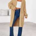 BTFBM Long Cardigans for Women Trendy Fall 2025 Open Front Long Sleeve Oversized Sweaters Casual Knit Winter Coats (Beige, L)