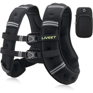 Liveet Weighted Vest, Weighted Vest for Women Men, 20lb Weight Vest with Pocket Reflective Strips Adjustable Buckle Straps SGS Certified Weight Vest for Walking Running Strength Training Cardio Workout