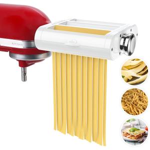 Antree Pasta Maker Attachment 3 in 1 Set for KitchenAid Stand Mixers Included Pasta Sheet Roller, Spaghetti Cutter, Fettuccine Cutter Maker Accessories and Cleaning Brush