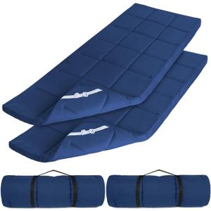 Cot Mattress Topper (Improved Thickness), Foam Quilted Pads for Camping, Soft Comfortable Sleeping Cot Mattress Pad Only, Camping Pad 75"x30" for Camp Cot/Rv Bunk/Narrow Twin Beds, Navy (30x75 Inch (Pack of 2))