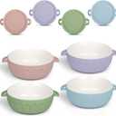 iNeibo 4 Packs Porcelain Baby Bowls with Silicone Sleeve for Toddler Feeding, BPA-Free, Non Slip, Microwave & Dishwasher Safe (Suction cup, Blue+Green+Pink+Purple)