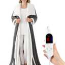 DAILYLIFE Wearable Heated Blanket with Foot Pocket, 52"x72" Electric Blanket with Sleeves for 6 Heat Settings, 12 Hours Timer, Flannel & Sherpa, Deep Gray