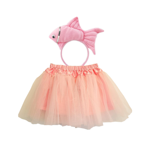2 Pieces Fish Goldfish Marine Life Sea Animal Costume Headband and Tutu for Halloween Dress Up