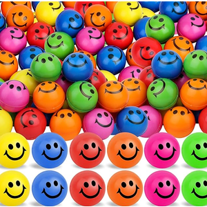 Box Of Funny Colorful Soft Balls Smiles, Amount Unknown