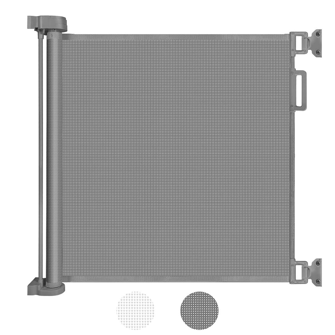 Looxii Retractable Baby Gate Child Safety Indoor/Outdoor Gate for Kids or Pets 33" Tall, Extends to 55" Wide, Grey