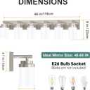 IZORRO Bathroom Vanity Light Fixture, 6-Light 46 Inch Brushed Nickel Bathroom Light Fixtures Over Mirror, with White Glass Shade, Modern Farmhouse Vanity Lights, Rustic Restroom Lighting Fixtures