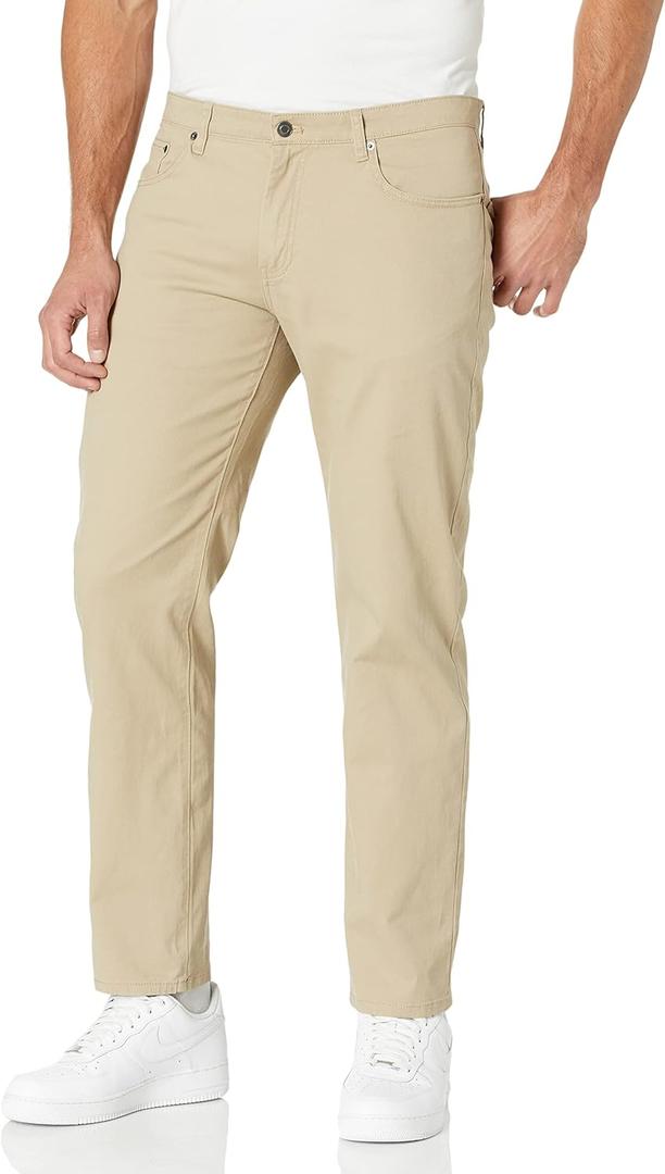 Amazon Essentials Men's Straight-Fit 5-Pocket Stretch Twill Pant, Khaki, 32W x 32L