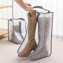 2 Set Boot Storage,Portable Short Boots and Tall Boots Storage or Protector Bag,Shoe Dust Bags,Shoe Sleeves for Travel,Clear Boots Cover,Shoes Packing Organizers for Adult Sneakers (Black Edge-Tall)