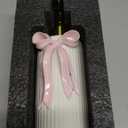 Handmade Ceramic Bow Soap Pump Dispenser Hand Lotion Liquid Dispenser Refillable for Kitchen and Bathroom Decorative (Ribbon Pink)