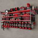 48" Large Power Tools Organizer Wall Mount,12 Drill Holder for Garage, Workshop Heavy Duty Storage Rack (Red)